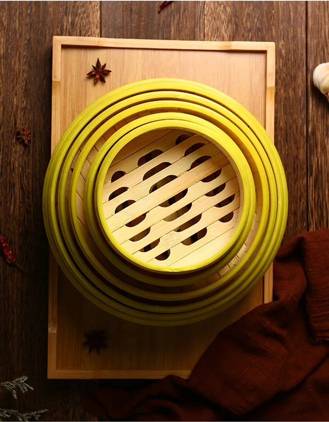 Organic Bambus Dim Sum Food Steamers Basket Cookware Set Restaurant