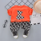 Boys Amazon Hot New Children's Summer Short-sleeved Clothes Baby Shorts Foreign Bear Two-piece Boys Suit