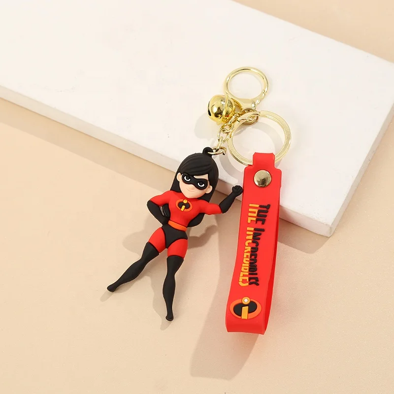 2024 New Cartoon 3D Anime The Incredible Keychains Jack Parr Car keyring Elastigirl Bag Pendant Mr. Incredible Keychain