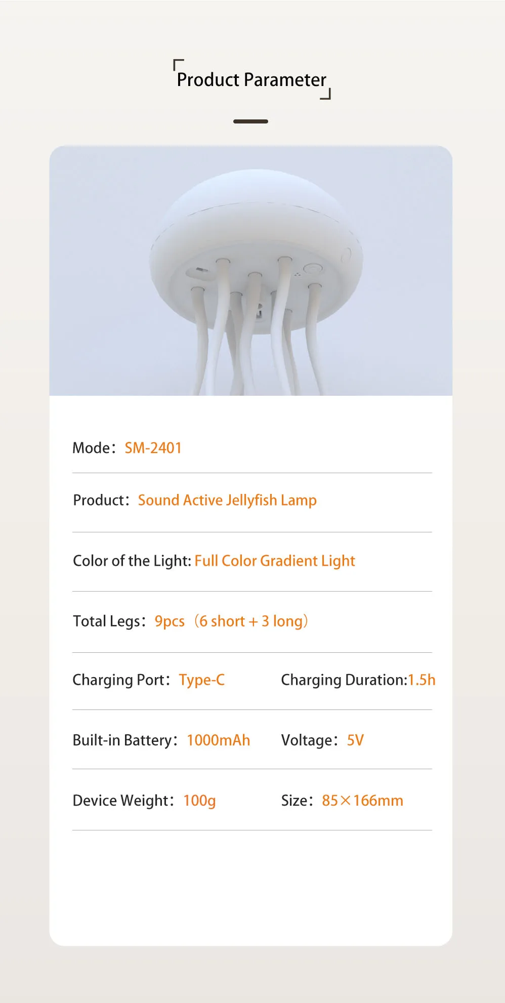 Intelligent Gradient Yard Dimmable Eye Care Bedside Lamp Voice Control with Dancing Legs Jellyfish Table Lamp with Touch Sensor
