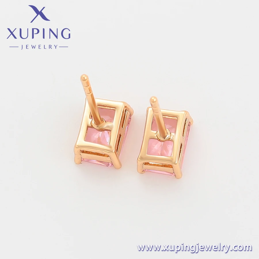 S00160089 Simple rectangular zircon 7*5 mm earrings women's ladies jewelry small factory direct sale 18K gold color stud earring
