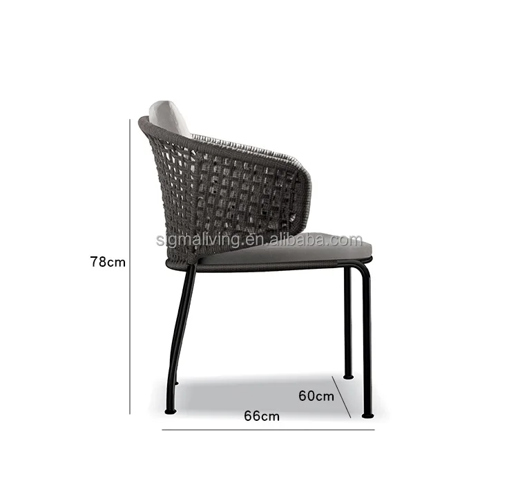 Modern Nordic outdoor garden furniture courtyard small coffee table and woven rope chair sectional