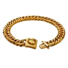 Collar Metal Gold Dog Collar 16mm Dog Chain Collar Heavy Duty Cuban Link Dog Chain With Metal Buckle For Bully 16-26in
