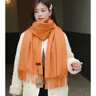 Scarf Long High Quality Solid Color Warm Scarf Autumn And Winter Long Fringed Ladies Shawl