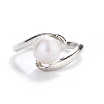 Minimalist 925 sterling silver casual fashion jewelry women freshwater pearl ring