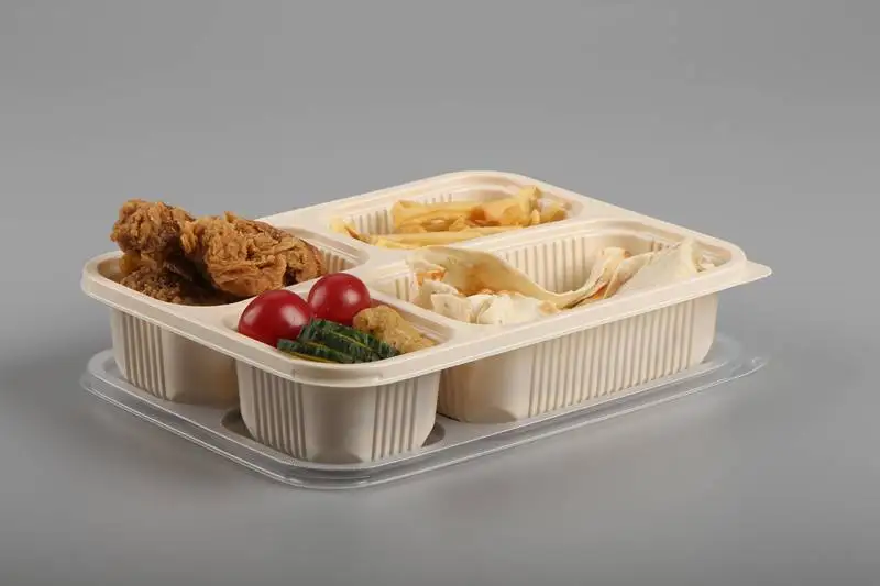 Stackable Microwave Plastic 4 Compartment Food Containers Disposable Take Out Containers