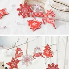 Decoration Hot Sale Set Of 12 Wood Box Gift Wooden Snowflake Star Elk Christmas Tree Hanging Decoration Ornaments