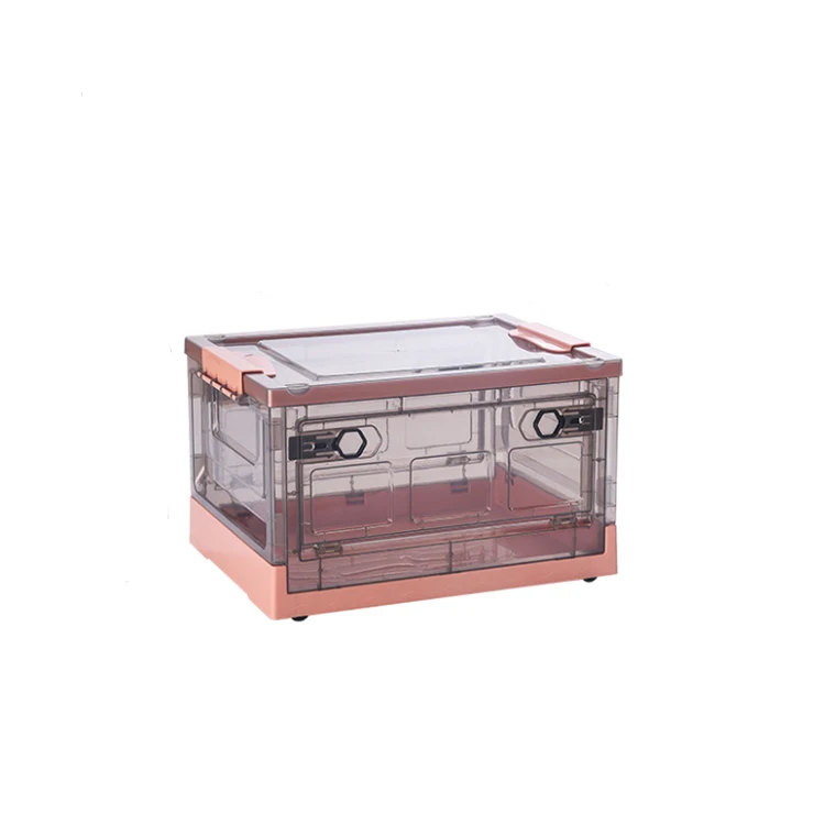 Clear Foldable Drink Organization Storage Box Large Capacity Box with Lid