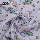 100% Polyester Lovely Unicorn Pattern Poly Spun Fabric With Glitter Suitable For Children Garments And Pajamas