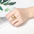 Rings Zircon Ring Hot Sale 18k Gold Vacuum Plating Zircon Simple Design 2 Finger Roman Numerals Rings
