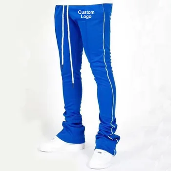 Customize Stacked Pants Jogging Suit Contrast Side Tape Men Skinny Stacked Pants