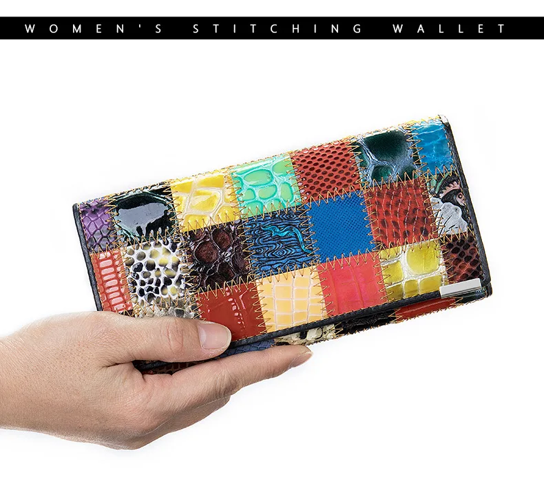 New stitching style purse for women luxury genuine leather color snake pattern clutch bag large capacity multi-function wallet_25