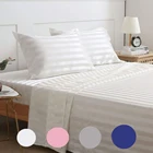 Stripe Bedding Set Sheets Embroidery Luxury Hotel Silk Queen Size Stripe Duvet Set 100% Pure Silk Bedding Sheets Set