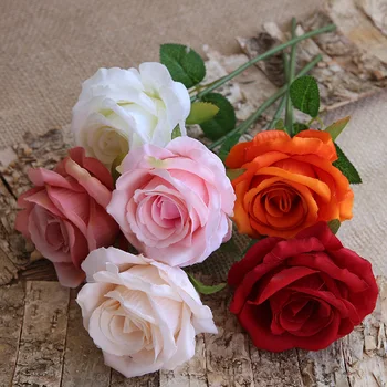 Top sale red velvet roses 9 colors available decorative artificial wholesale flowers
