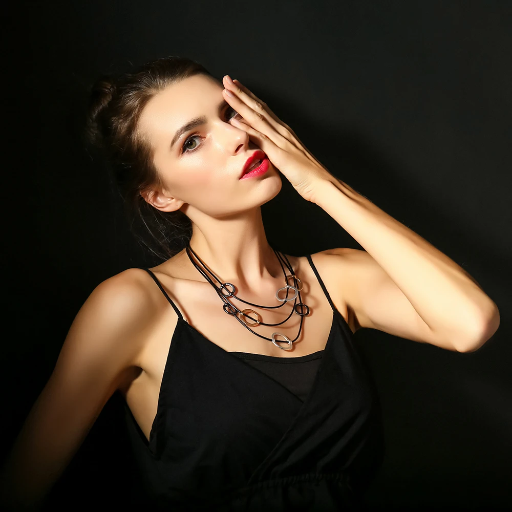 Tongling Necklace Black Rope Multi 