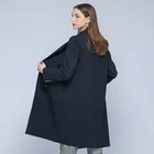 Jacket Women Woman Huiquan Long Jacket Blue Women Double-breasted Parka Turn-down Collar Trench Coat For Woman