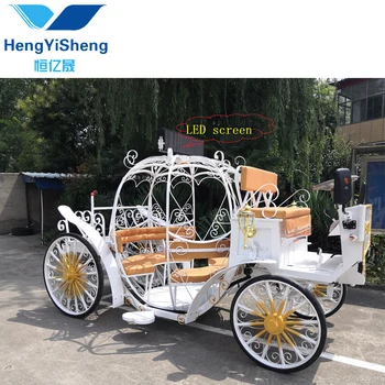 Cinderella Electric Pumpkin White Horse Carriage with LED screen for wedding
