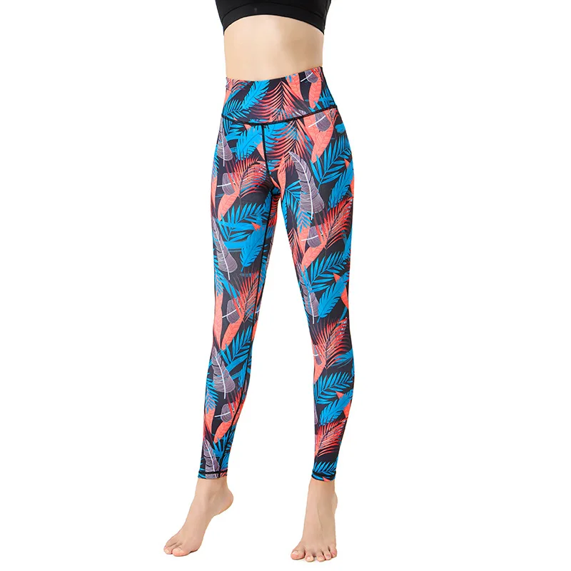New yoga Lulu  pants quick dry lift hip print dance fitness pants European and American sports tights for women