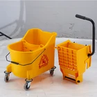 Durable Bucket 33L Cleaning Double Deluxe Plastic Wholesale Durable Plastic Wringer Trolley Bucket With Wheels