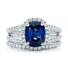Ring Set Rings Popular 925 Sterling Silver Oval Shape Blue Sapphire Gemstone Wedding Ring Set For Women