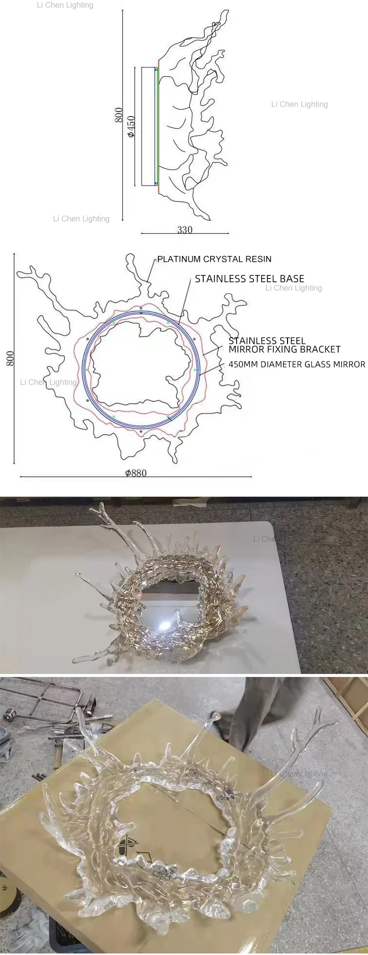 wms8216 new product indoor living room bedroom bathroom mirror modern round glass led wall light-2