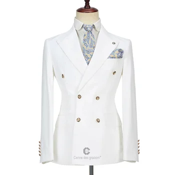 Cenne des graoom Wholesale Men Slim Fit Bespoke Custom Mens Double Breasted Suit 2 Piece For Men Wool Suit
