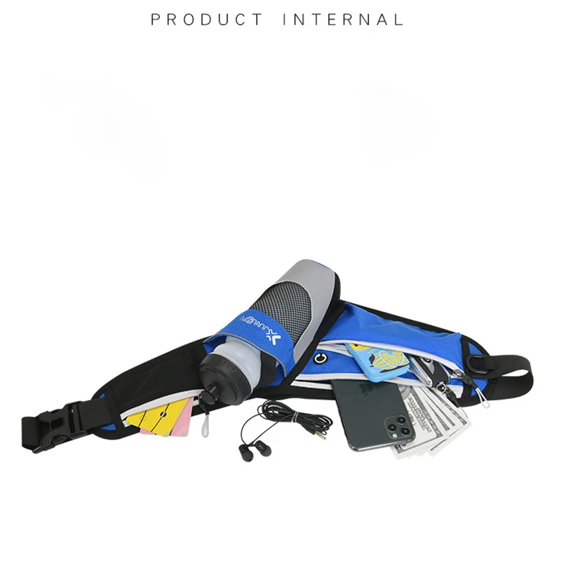 Multipurpose Sports Waist Bag with Bottle Holder Waterproof Shoulder Crossbody Chest Bag