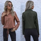Shirt Casual Solid Color Shirt Women 2021 Spring New Lapel Single-breasted Cardigan Shirt