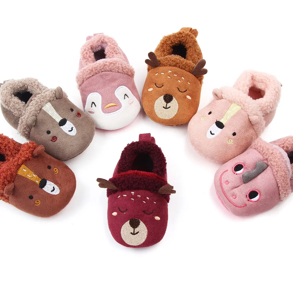 Baby Boys Girls Soft Plush Slippers Animal Boots Toddler Infant Crib Shoes Winter House Shoes factory