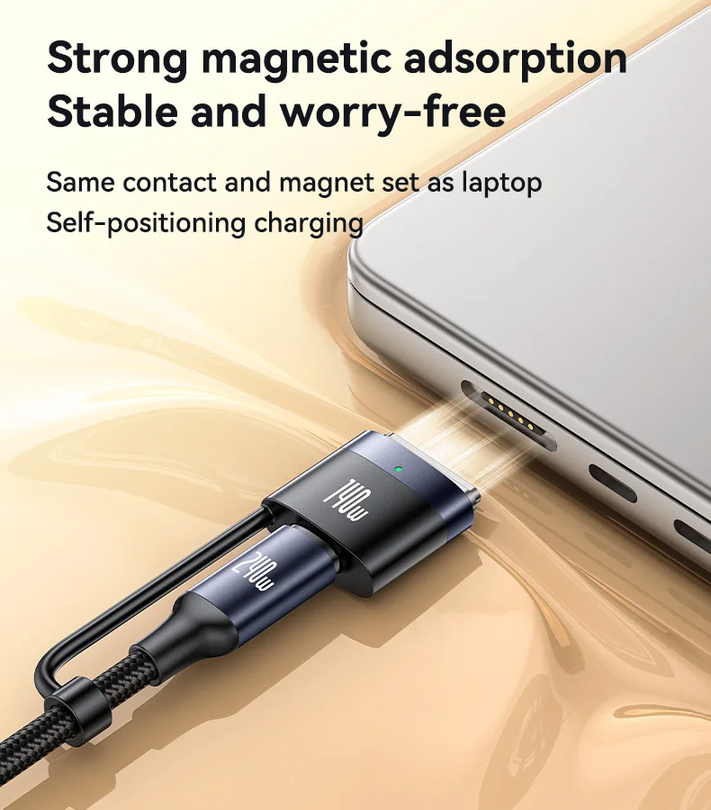 Yesido 2 Meter 240W Fast Charging Type-C to Type-C/T 140W Magnetic Charging for IP Laptop Data Cable CA197