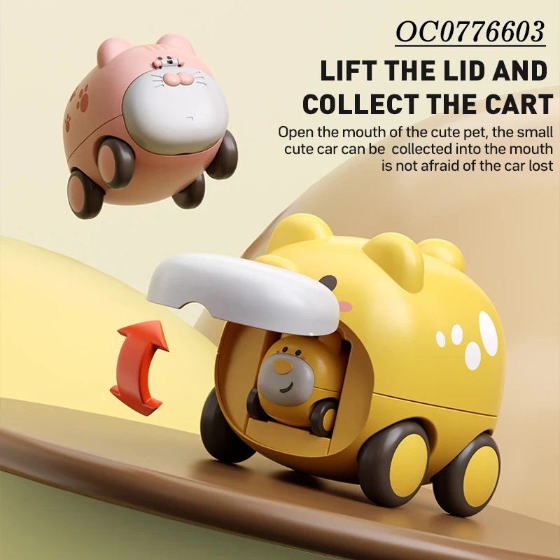 Cartoon plastic ejection catapult bear friction car super small toys children