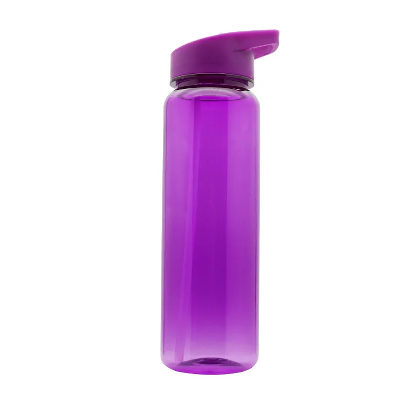 Wholesale BPA Free 700 Water Bottle Sports Leak-Proof Clear PS Material Plastic Water Bottle with Flip Lid and Straw