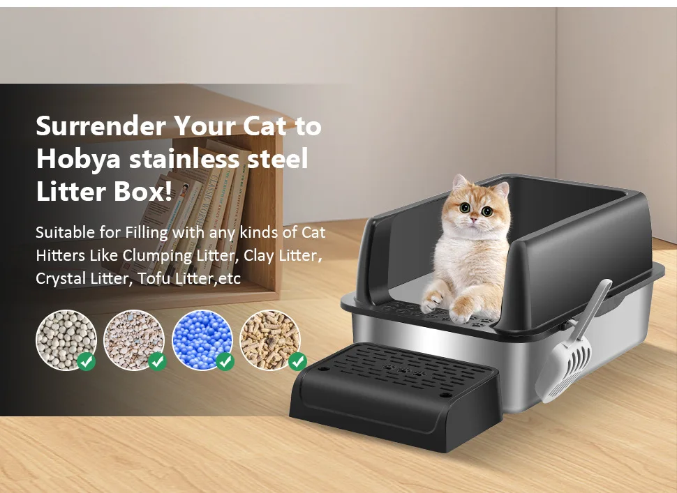 New Large Capacity Stainless Steel Enclosed Cat Litter Box with Metal Litter Pan Tray Easy Cleaning Pet Products details