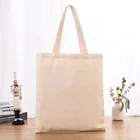 Plain Canvas Custom Print Logo Reusable Shopping Bags Plain White Blank Cotton Canvas Tote Bag