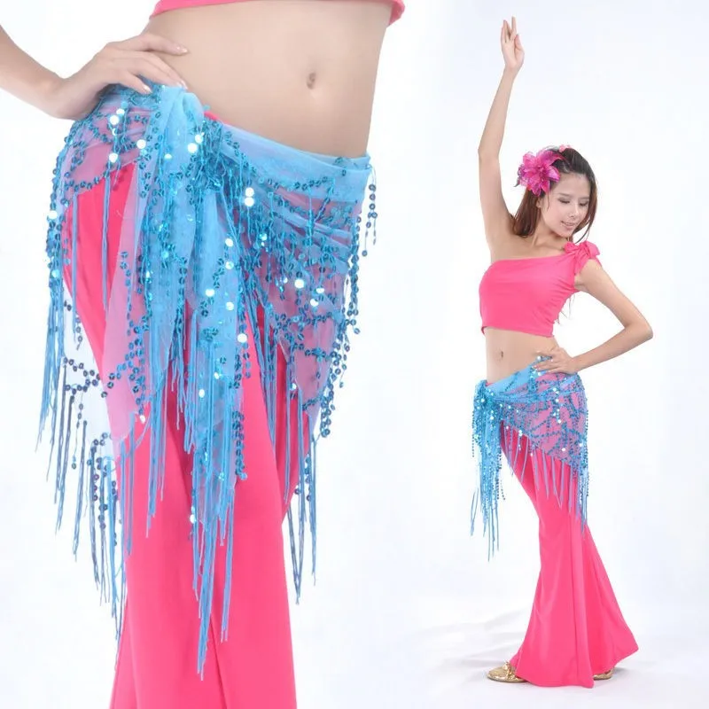 Huicai Women's Belly dance Clothing Waistband Sequins Tassel Show Dance  Clothes Waist Chain