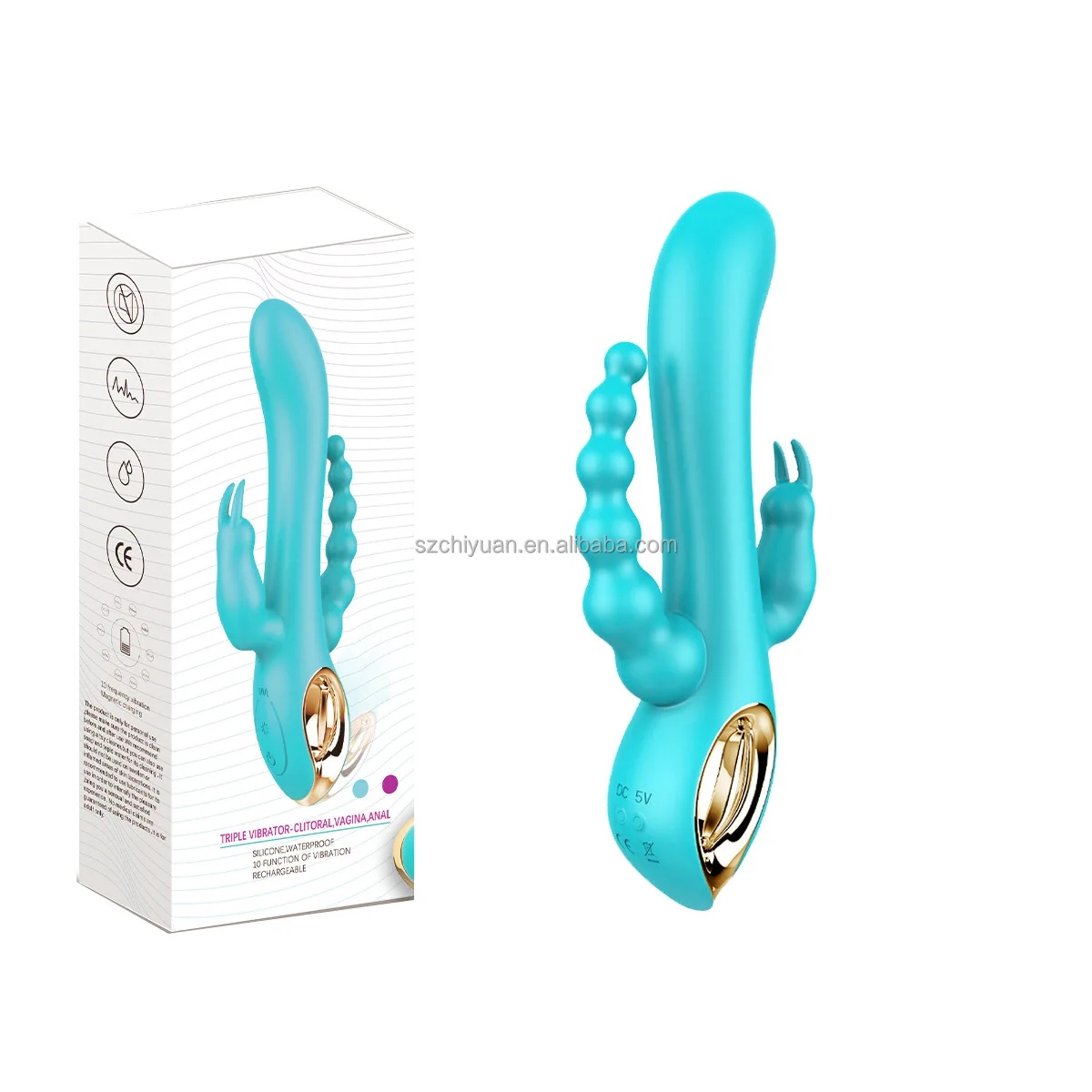 Вибратор Тройное удовольствие  купить со скидкой в секс шопе  Вибраторы  Многофункциональные