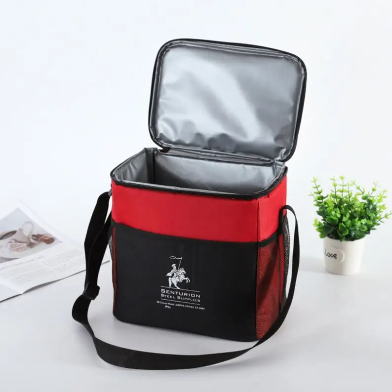 600D  Polyester  Waterproof Custom Insulated  Food Cooler Bag With Shoulder Strap For Picnic Beach Camping