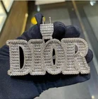 Silver Name Design Pendant Hip Hop Custom Jewelry Bling Out Diamond Gold Plated Double Layer Name Pendant