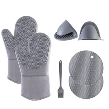 Hot Selling Pack of 7 Heat Resistant Oven Mitts And Pot Holder Sets Oven Gloves Kitchen Pot Holders Set