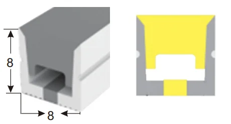 EU in Stock Wholesale 8*8mm Neon Silicone Tube White Neon Light Silicone Rubber Strip for Led Strip Neon Light Tube factory