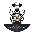 Clock 2021 Barber Shop Logo Record Wall Clock Hairdressing Salon Wall Watch Modern Design 3D Wall Clock