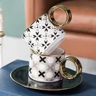 Mug Hensin Nordic Creative Geometric Ceramic Coffee Cup Gold O-handle Mug Coffee Cup Set Ceramic Coffee Cup With Spoon