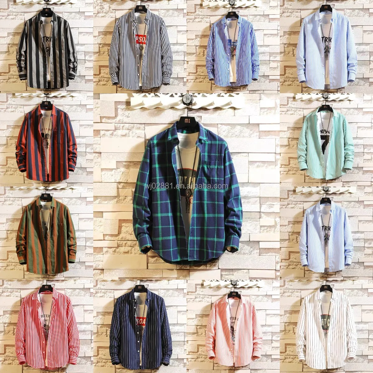 High Quality Wholesale Foldover Collar Long Sleeve Warm Plaid Spring Men's Solid Casual Shirt