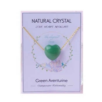 15mm Mini Heart Green Aventurine Gemstone Charm Bead Choker Necklace Healing Quartz Crystal Heart Bead Necklace For Women