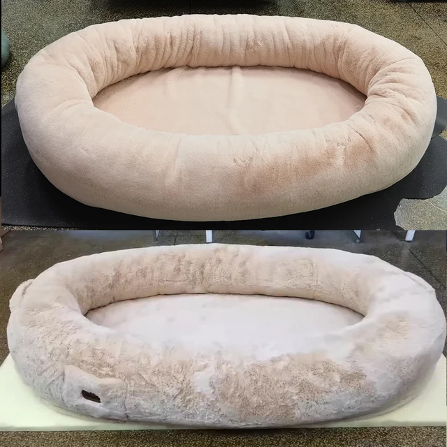 Factory Wholesale Removable Cover Fluffy Orthopedic Foam Extra Large Fluffy Plush Giant Human Dog Bed For Human Or Pet