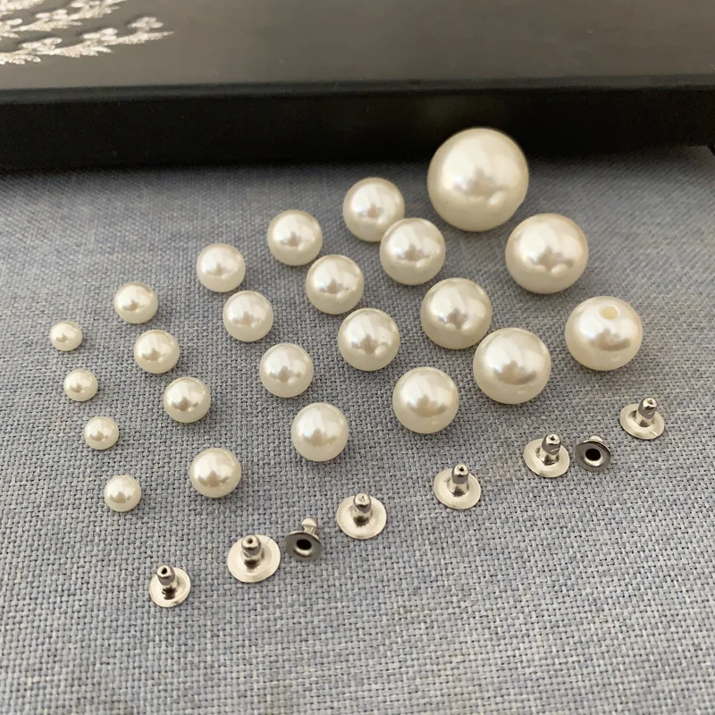 Hot-selling multi color saltwater pearls with rivets colorful pearl for wedding veil
