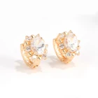 Fashion Earrings Wholesale Hot Product Fashion Leaf Shape White Gold Plated Cubic Zircon Stud Earrings