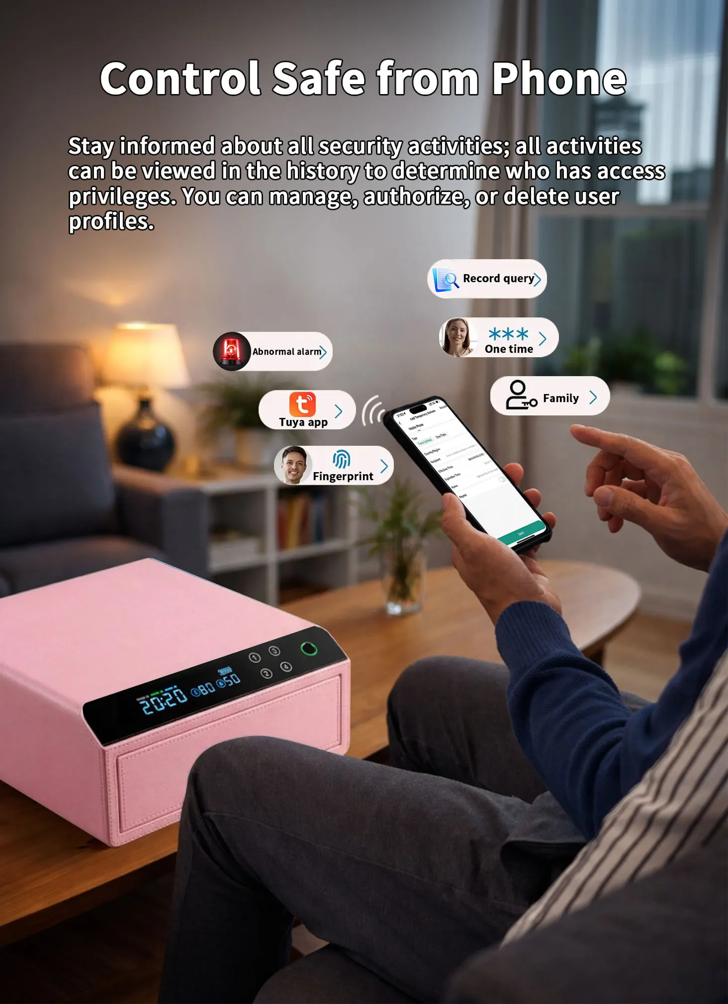 dr 1271 ft ceqsafe smart digital watch winder leather bluetooth safe drawer box smart jewelry safe box for sales-4