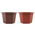 Square Pot Factory Direct Wholesale Hexagonal Square Hole Design Potted Plastic Flower Pot Brown Brick Basin