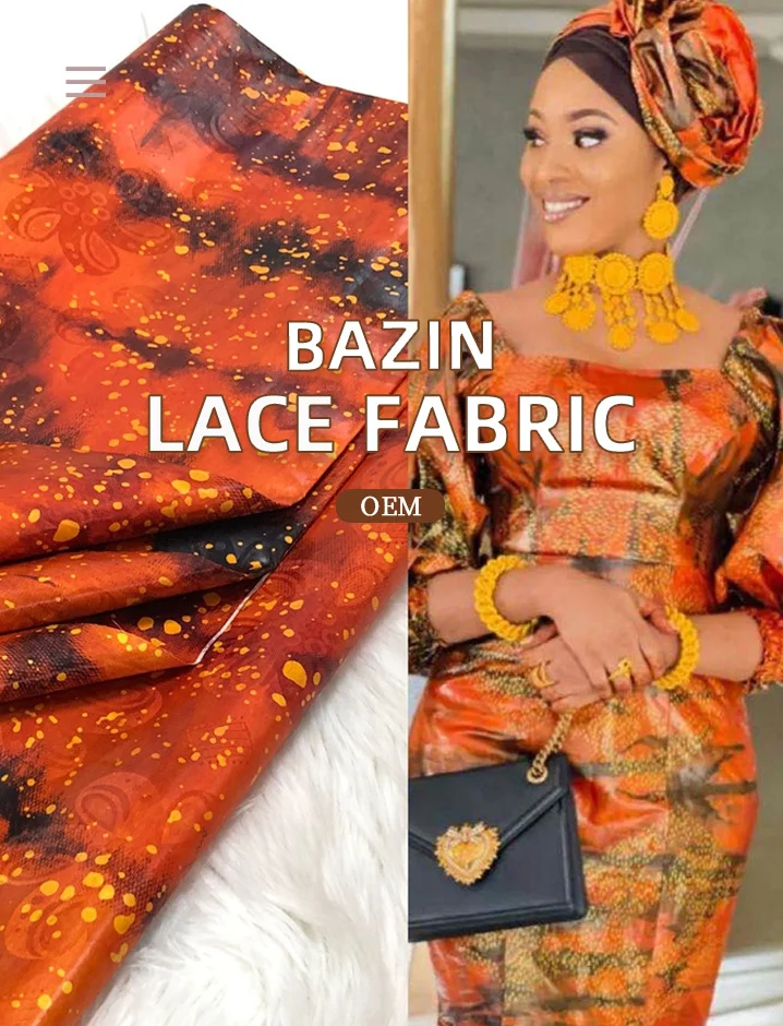 Wholesale Bazin African Lace Fabric Wedding African Bazin Riche Fabric